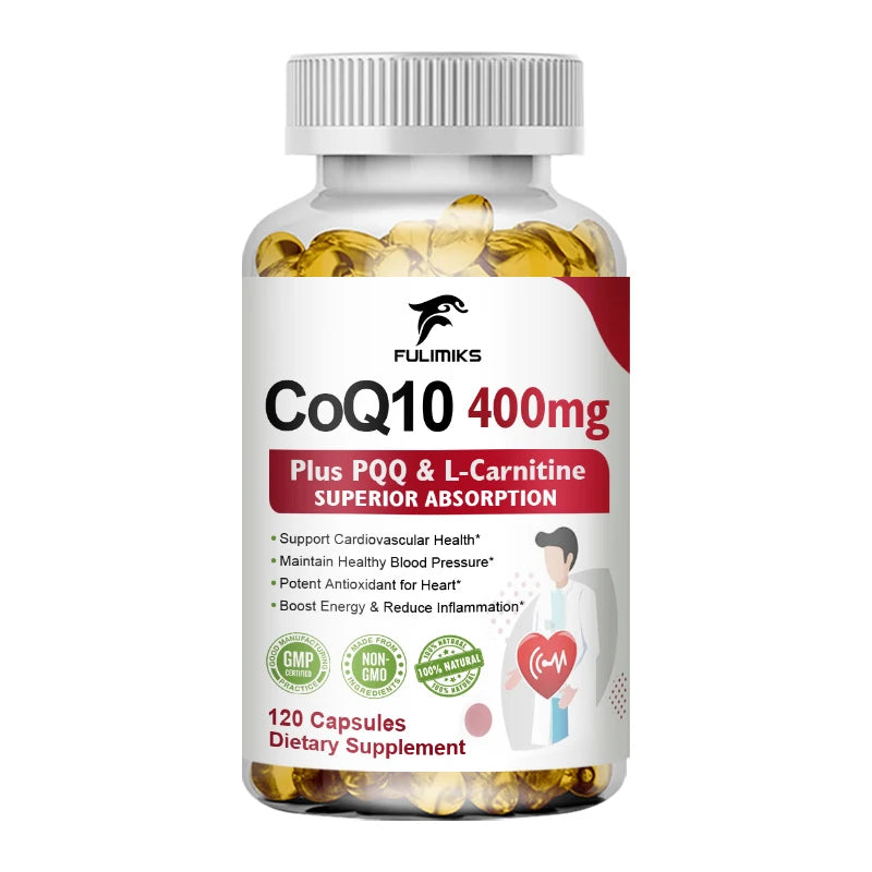 Premium Coenzyme Q10 Supplement, with Omega-3s & Vitamin E, Promotes Heart Health, Cellular Energy, Antioxidant & Healthy Aging