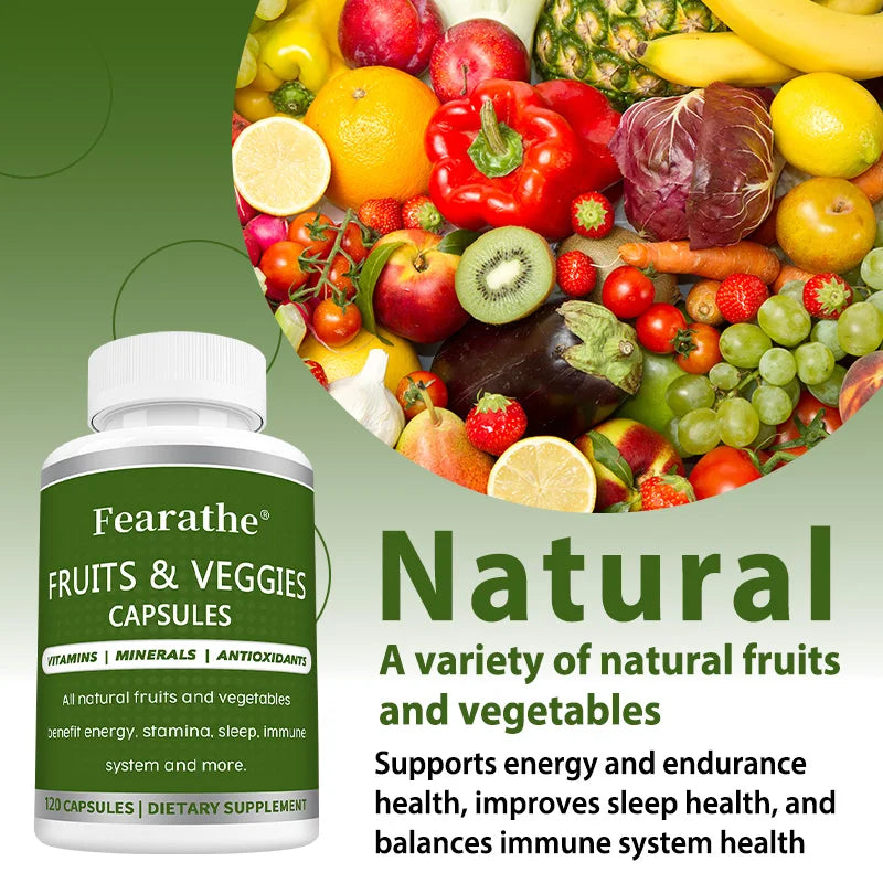 Whole Food Vitamin Mineral Supplement, Fruit Vegetable Extract, Support Digestion, Mental Clarity, Immunity & Full Body Health