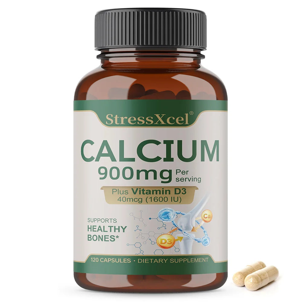 Bone Health and Joint Support Capsules with Calcium, Vitamin D3, Dietary Supplements for Women and Men, Gluten-Free