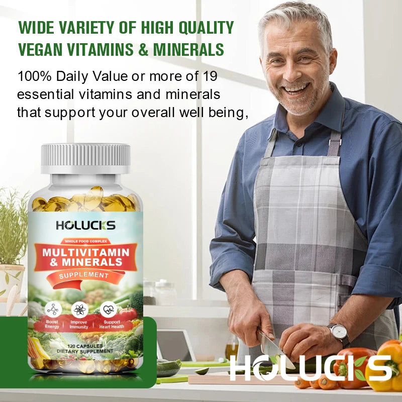 HOLUCKS Multivitamins & Multiminerals Supplement with Methylated Vitamins Chelated Minerals for Energy, Focus & Immune Health