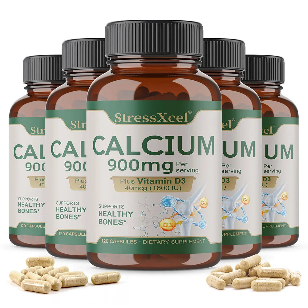 Bone Health and Joint Support Capsules with Calcium, Vitamin D3, Dietary Supplements for Women and Men, Gluten-Free