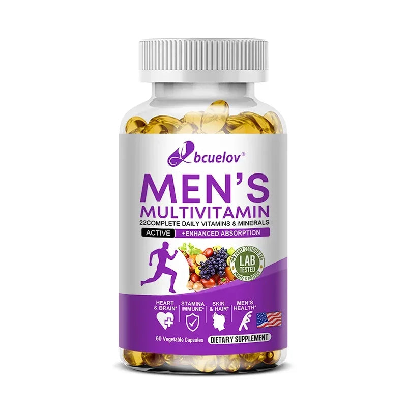 Men's Daily Multivitamin Capsules, Natural Daily Supplement for Energy, Stamina, Cognitive Brain, Immune & Overall Body Health