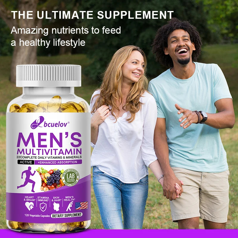 Men's Daily Multivitamin Capsules, Natural Daily Supplement for Energy, Stamina, Cognitive Brain, Immune & Overall Body Health