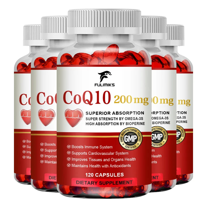 Natural Absorption CoQ10 Supplement, with PQQ, Black Pepper Extract, Support Mental Clarity, Hair & Skin Health, Daily Vitality