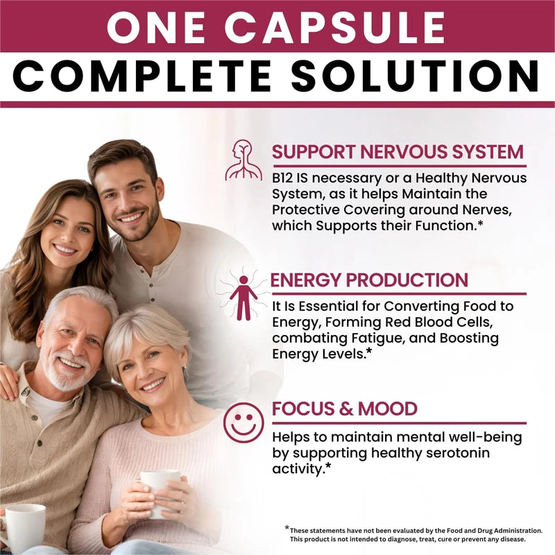 Advanced Vitamin B12 Supplement, with MSM, Marine Collagen, for Brain Vitality, Beautify Skin, Nervous System & Bone Health