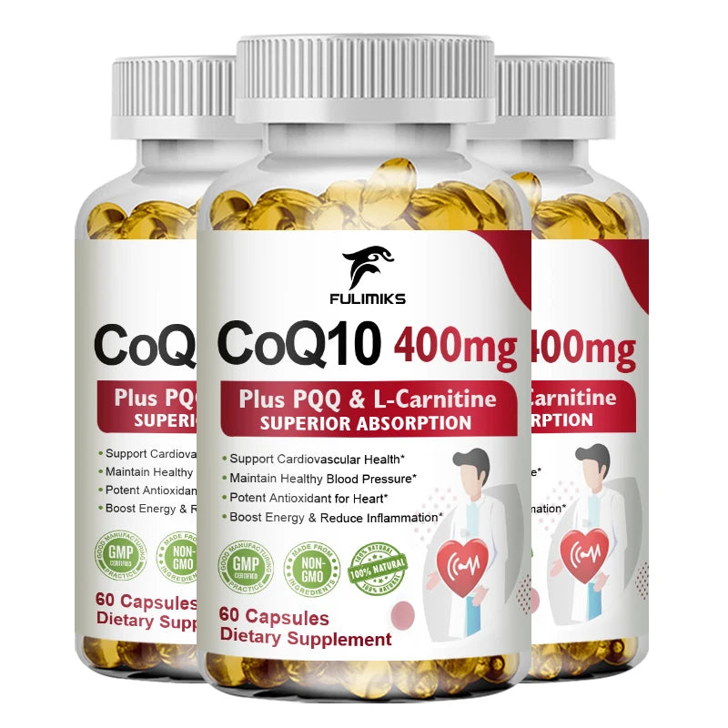 Premium Coenzyme Q10 Supplement, with Omega-3s & Vitamin E, Promotes Heart Health, Cellular Energy, Antioxidant & Healthy Aging
