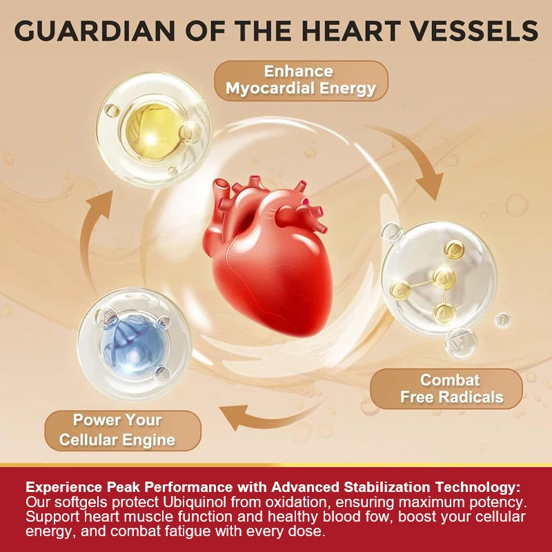 Premium Coenzyme Q10 Supplement, with Omega-3s & Vitamin E, Promotes Heart Health, Cellular Energy, Antioxidant & Healthy Aging