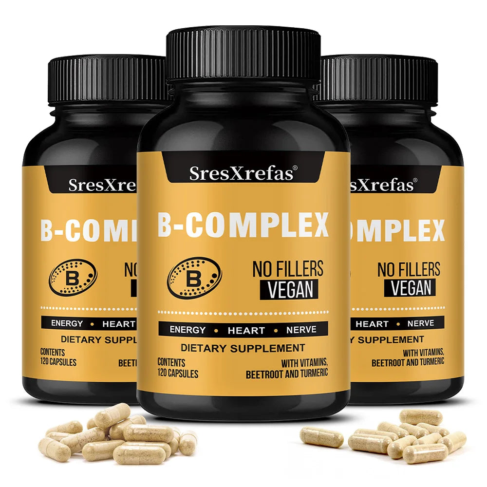 B Vitamin Supplements - with B12 for Mood, Brain, Nervous System, Energy, Metabolism, Relieve Fatigue, Heart Health