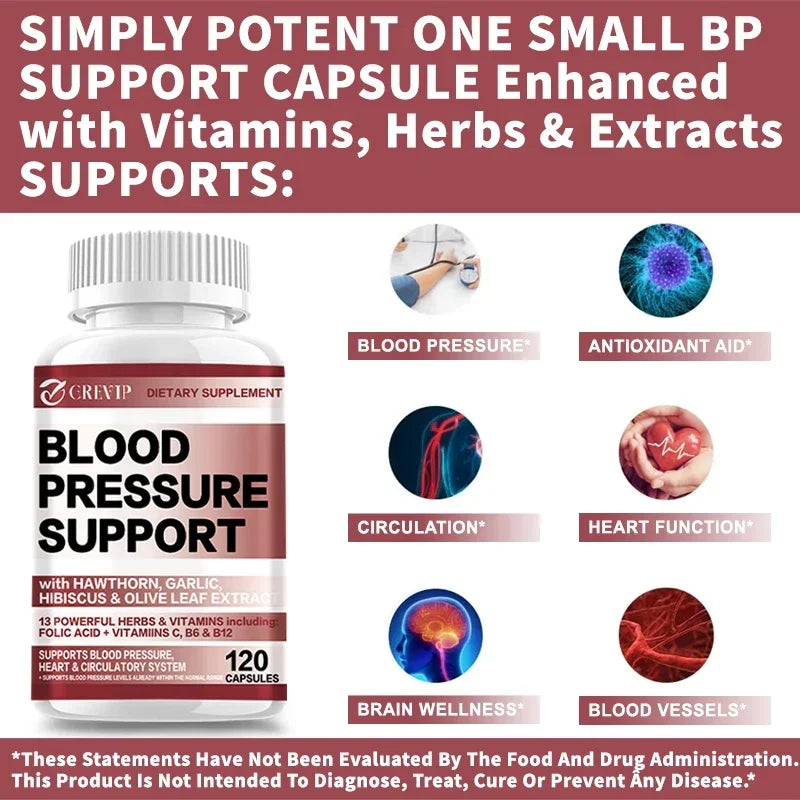 Blood Pressure Supplement - Maintaining Blood Pressure Balance, Supports Cardiovascular Health, and Promoting Blood Circulation