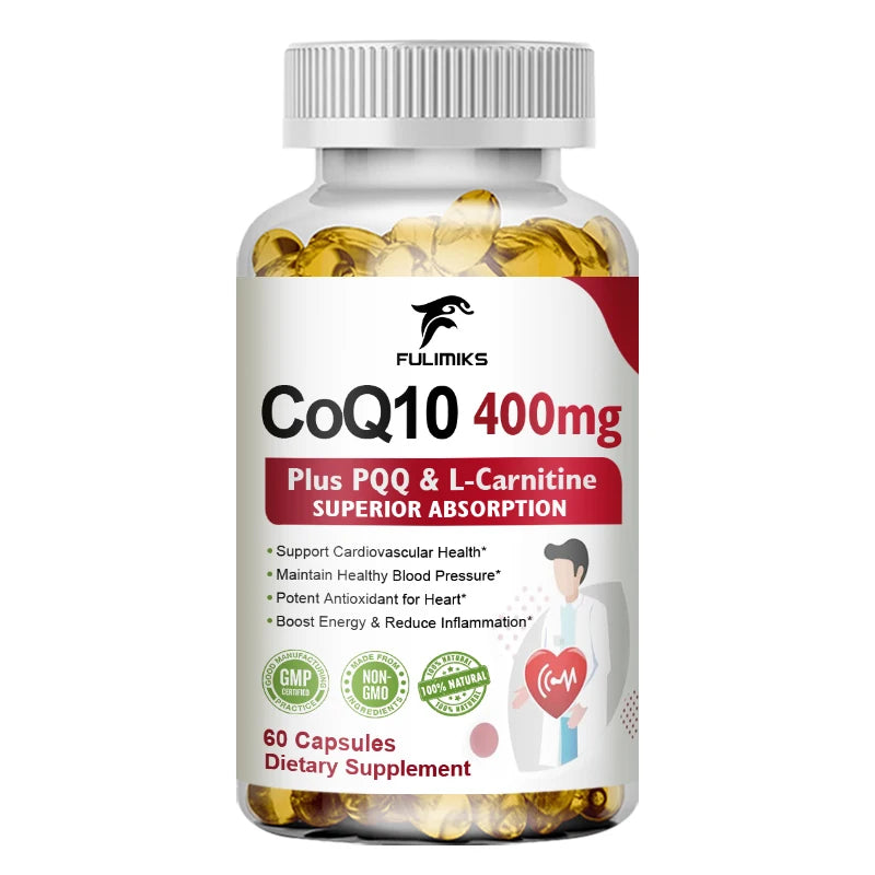 Premium Coenzyme Q10 Supplement, with Omega-3s & Vitamin E, Promotes Heart Health, Cellular Energy, Antioxidant & Healthy Aging