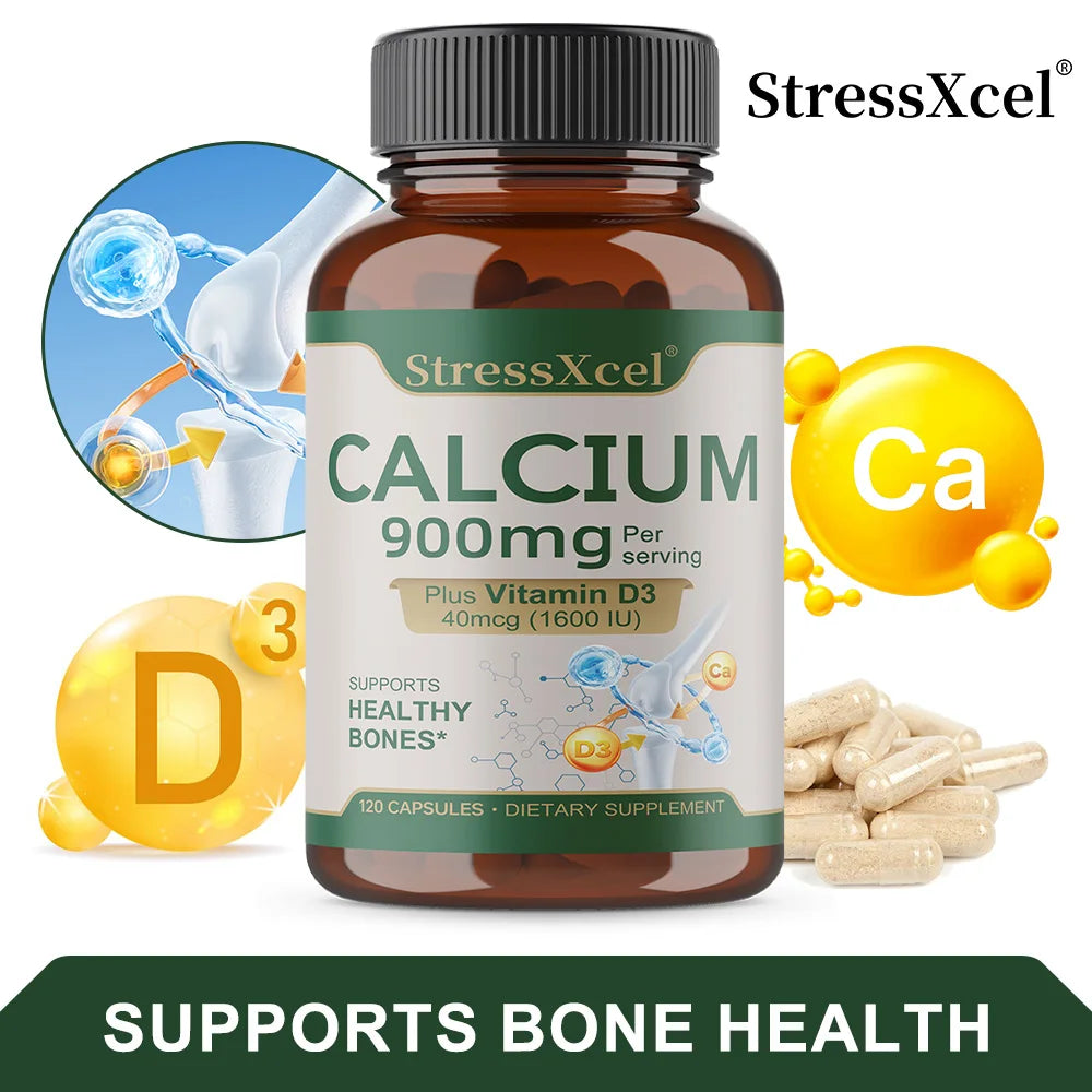 Bone Health and Joint Support Capsules with Calcium, Vitamin D3, Dietary Supplements for Women and Men, Gluten-Free