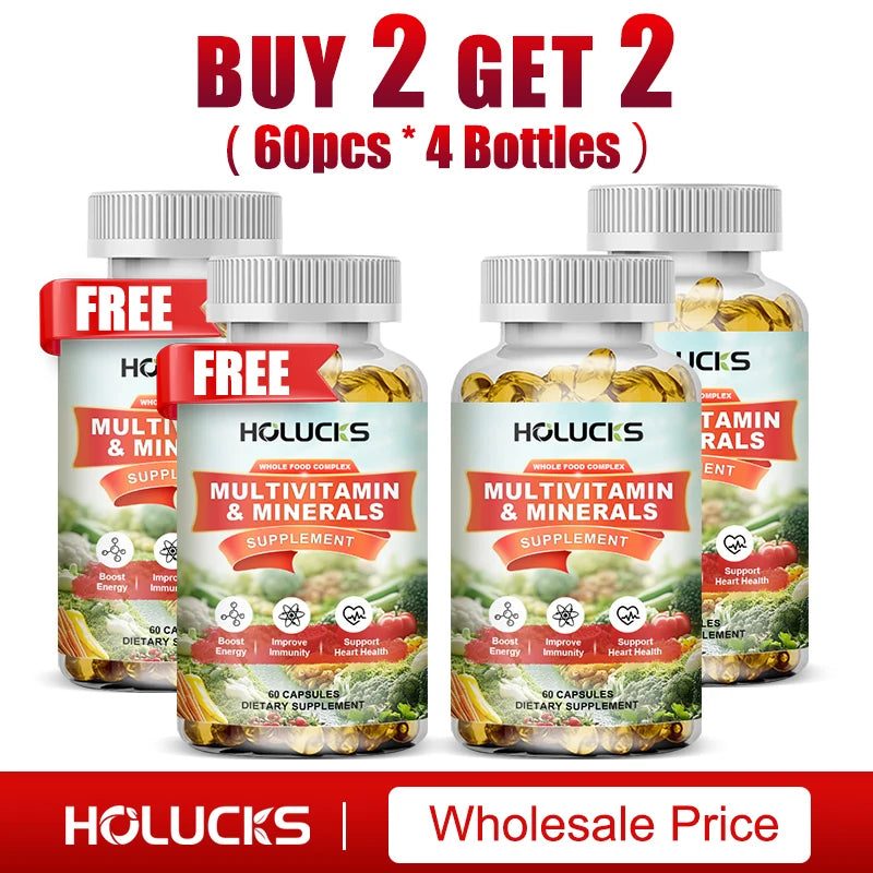 HOLUCKS Multivitamins & Multiminerals Supplement with Methylated Vitamins Chelated Minerals for Energy, Focus & Immune Health