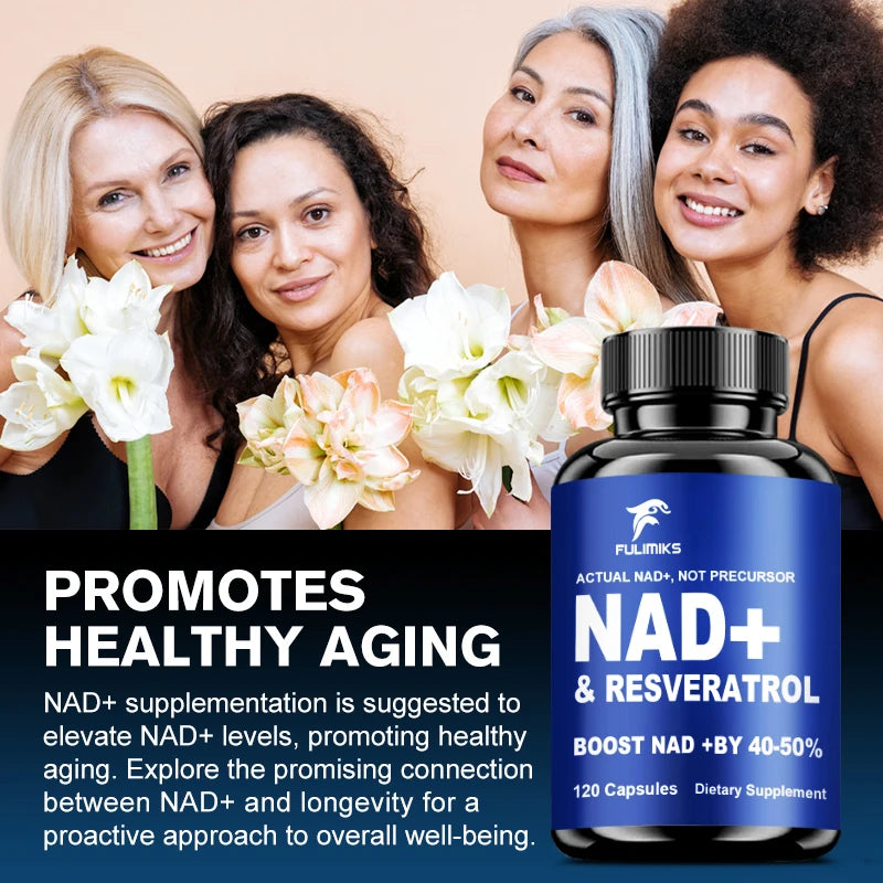 Daily NAD+ Resveratrol Dietary Supplement, with TMG & Vitamin, Support Skin, Heart Health, Immune, Sleep System for Men & Wmen
