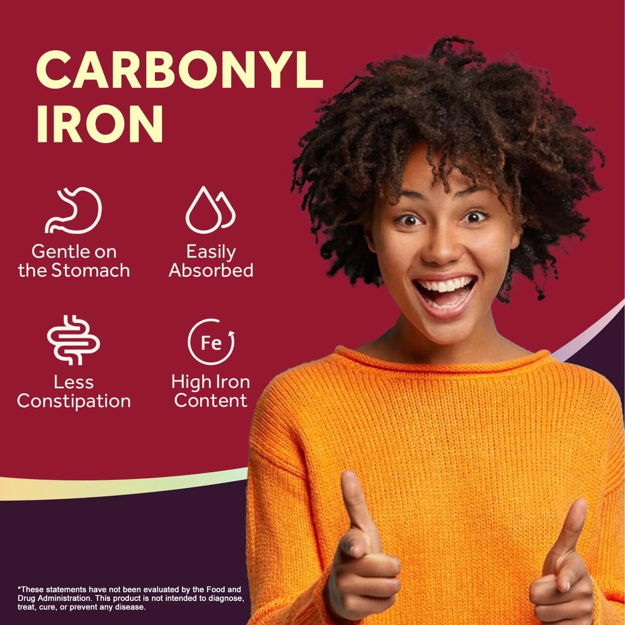 Iron Supplement - Reduce Anemia, Fight Fatigue, Promotes Red Blood Cells, Supports Brain and Heart Health, Improve Energy Levels