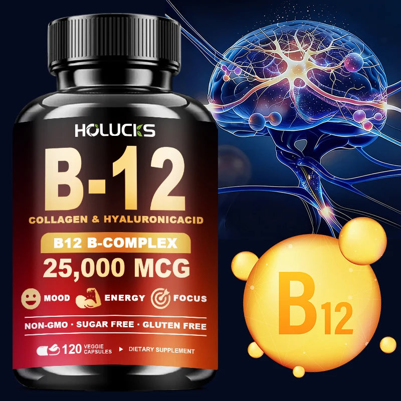 Advanced Vitamin B12 Supplement, with MSM, Marine Collagen, for Brain Vitality, Beautify Skin, Nervous System & Bone Health