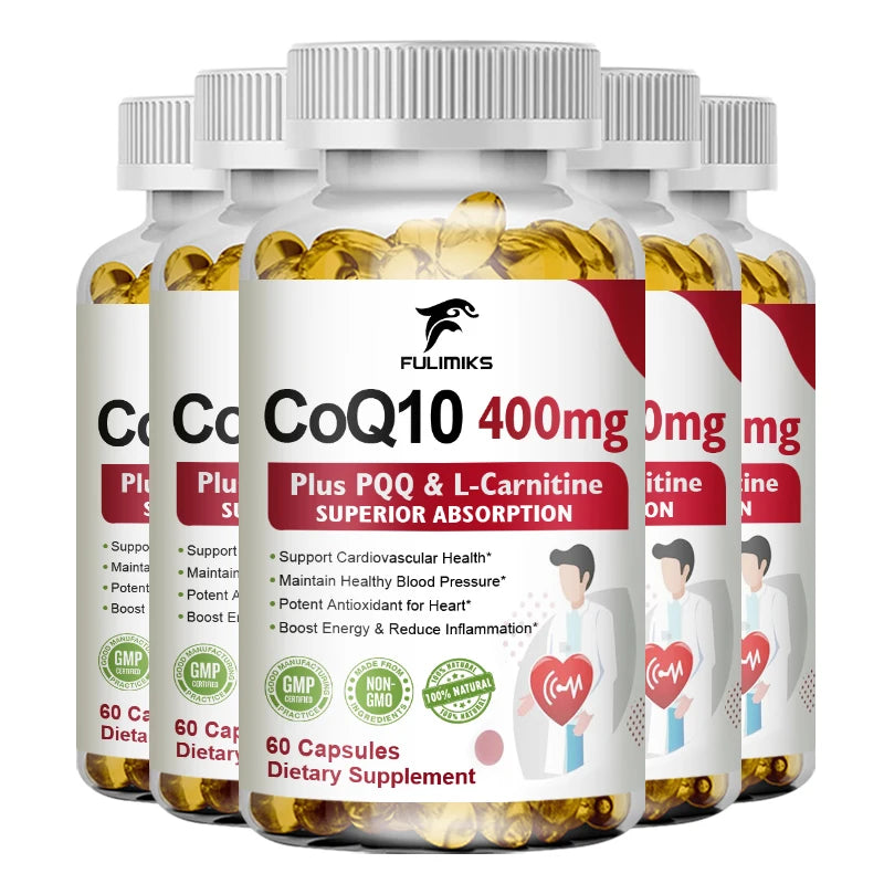 Premium Coenzyme Q10 Supplement, with Omega-3s & Vitamin E, Promotes Heart Health, Cellular Energy, Antioxidant & Healthy Aging