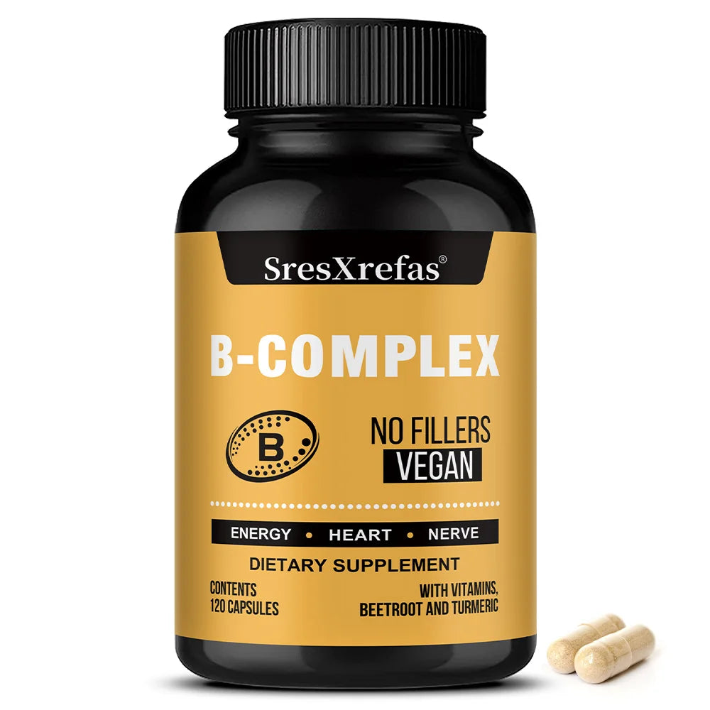 B Vitamin Supplements - with B12 for Mood, Brain, Nervous System, Energy, Metabolism, Relieve Fatigue, Heart Health