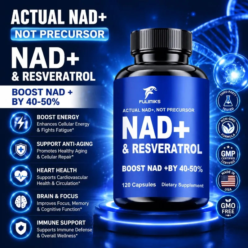 Daily NAD+ Resveratrol Dietary Supplement, with TMG & Vitamin, Support Skin, Heart Health, Immune, Sleep System for Men & Wmen