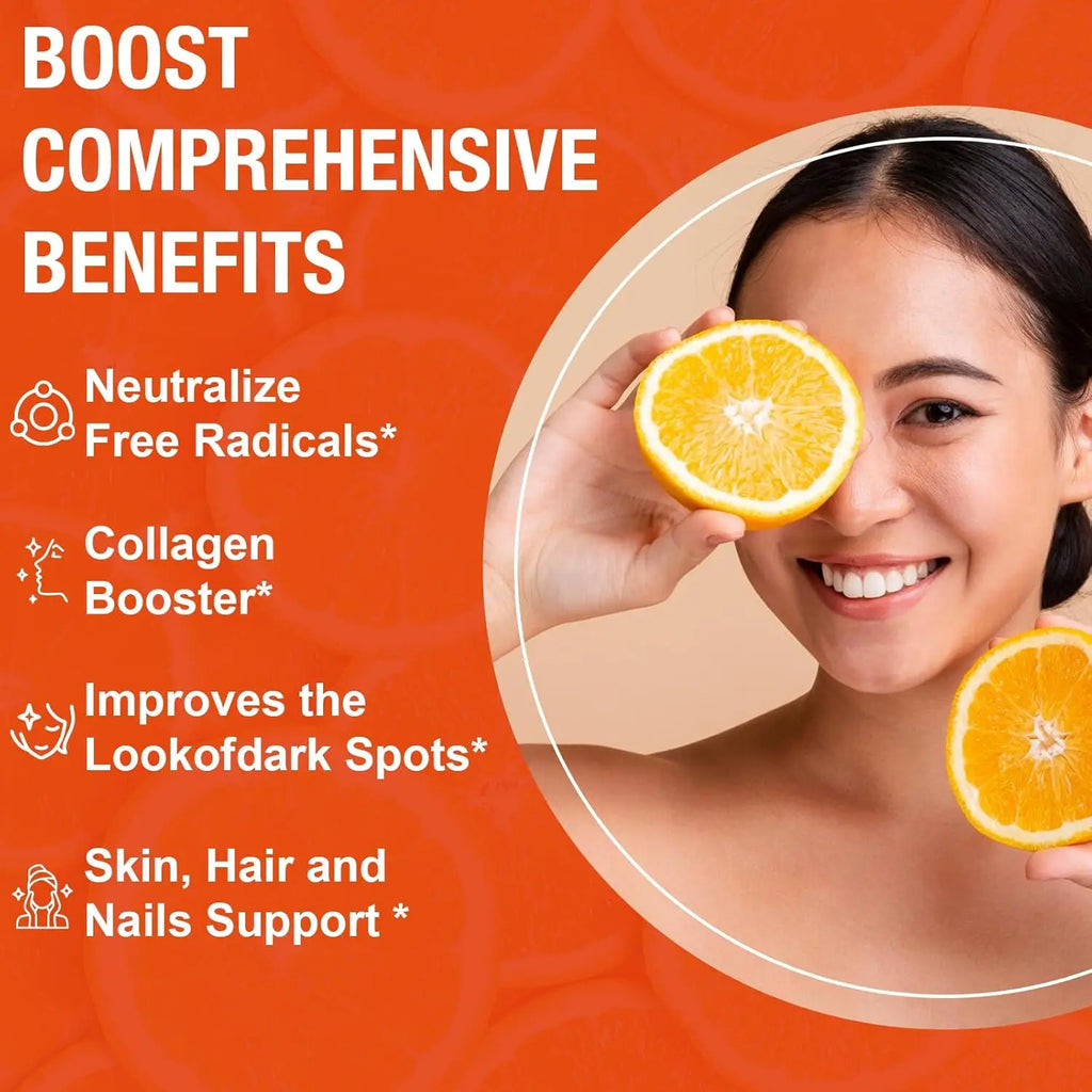 Vitamin C Supplement- Powerful Antioxidant Properties That Support Energy Production, Immunity and Skin Collagen - 60 Gummies
