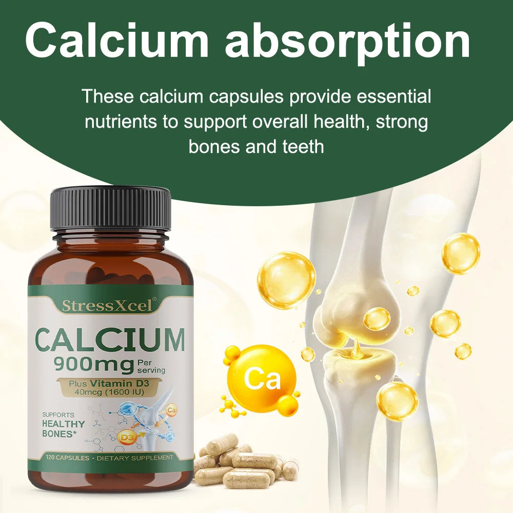 Bone Health and Joint Support Capsules with Calcium, Vitamin D3, Dietary Supplements for Women and Men, Gluten-Free