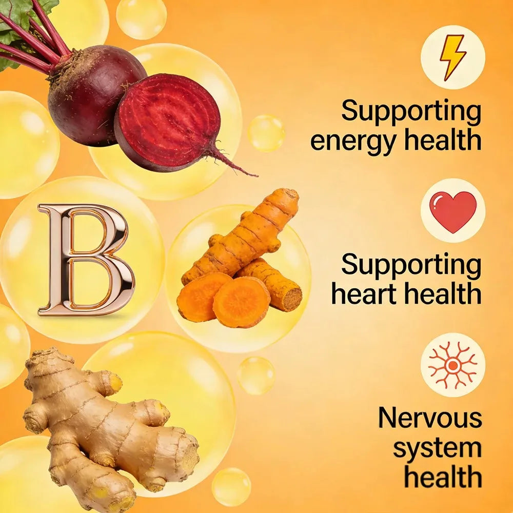 B Vitamin Supplements - with B12 for Mood, Brain, Nervous System, Energy, Metabolism, Relieve Fatigue, Heart Health