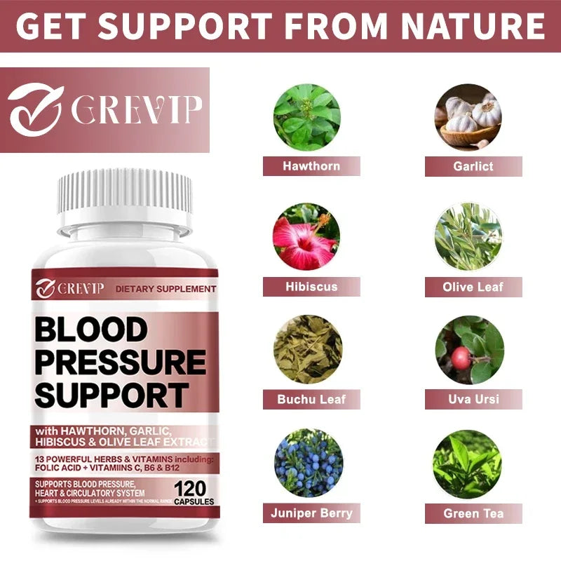 Blood Pressure Supplement - Maintaining Blood Pressure Balance, Supports Cardiovascular Health, and Promoting Blood Circulation
