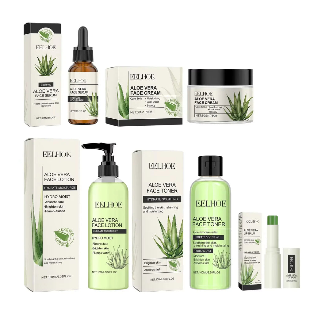 Eelhoe Aloe Vera Skin Care Series Fade Fine Lines Light Weight Improving Elasticity Nourishing Hydrating Facial Moisturizing Set
