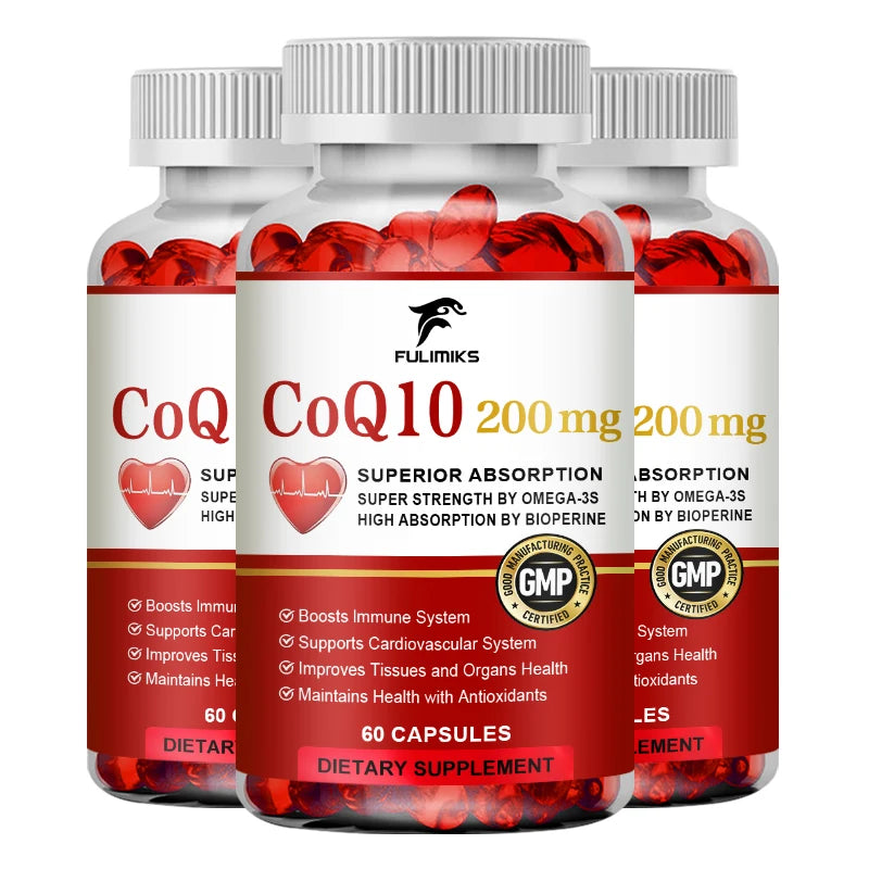Natural Absorption CoQ10 Supplement, with PQQ, Black Pepper Extract, Support Mental Clarity, Hair & Skin Health, Daily Vitality
