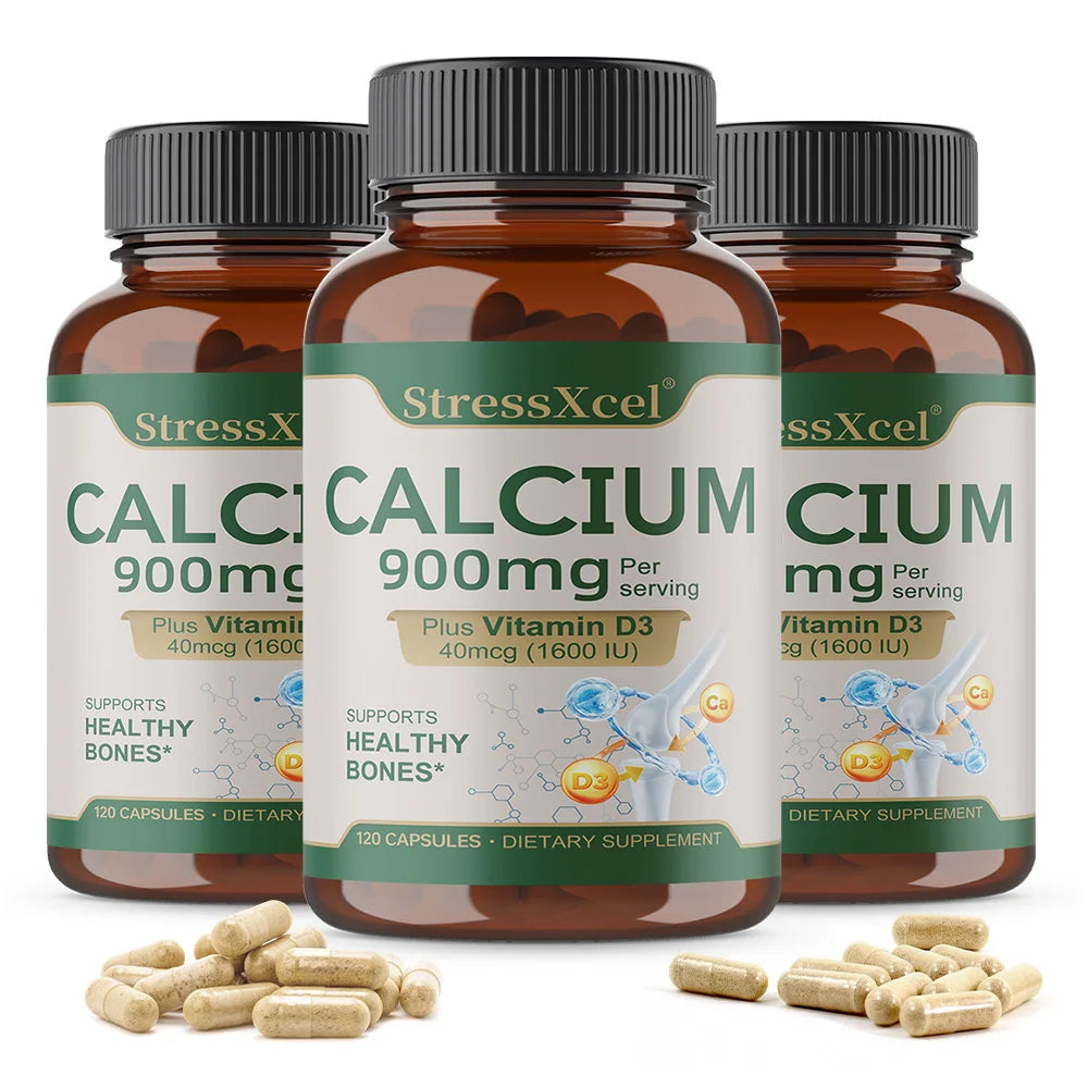 Bone Health and Joint Support Capsules with Calcium, Vitamin D3, Dietary Supplements for Women and Men, Gluten-Free