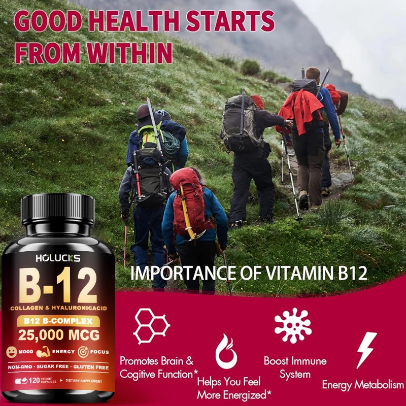 Advanced Vitamin B12 Supplement, with MSM, Marine Collagen, for Brain Vitality, Beautify Skin, Nervous System & Bone Health