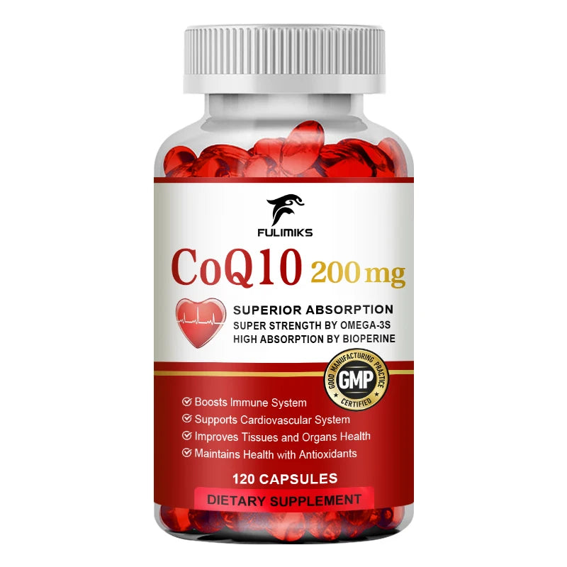Natural Absorption CoQ10 Supplement, with PQQ, Black Pepper Extract, Support Mental Clarity, Hair & Skin Health, Daily Vitality