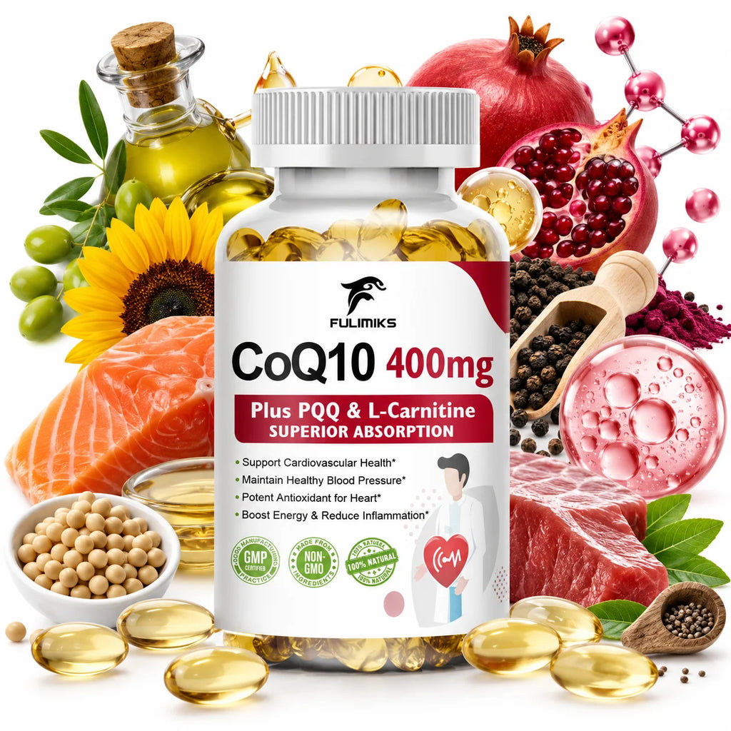 Premium Coenzyme Q10 Supplement, with Omega-3s & Vitamin E, Promotes Heart Health, Cellular Energy, Antioxidant & Healthy Aging