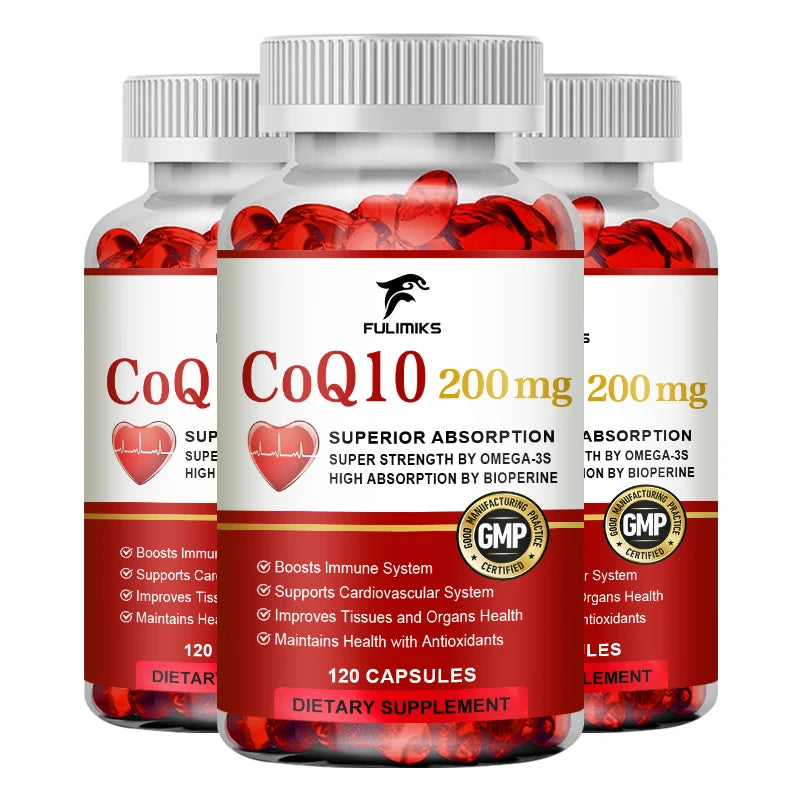 Natural Absorption CoQ10 Supplement, with PQQ, Black Pepper Extract, Support Mental Clarity, Hair & Skin Health, Daily Vitality