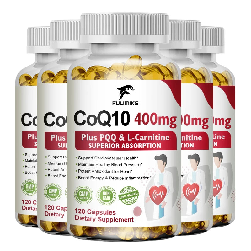 Premium Coenzyme Q10 Supplement, with Omega-3s & Vitamin E, Promotes Heart Health, Cellular Energy, Antioxidant & Healthy Aging