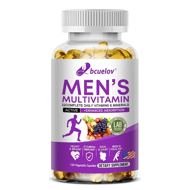 Men's Daily Multivitamin Capsules, Natural Daily Supplement for Energy, Stamina, Cognitive Brain, Immune & Overall Body Health
