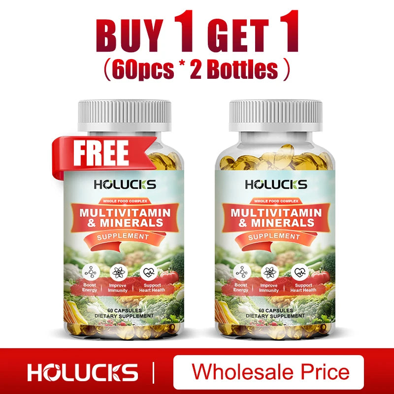 HOLUCKS Multivitamins & Multiminerals Supplement with Methylated Vitamins Chelated Minerals for Energy, Focus & Immune Health