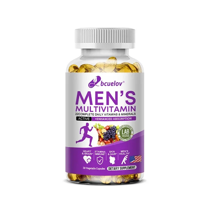 Men's Daily Multivitamin Capsules, Natural Daily Supplement for Energy, Stamina, Cognitive Brain, Immune & Overall Body Health