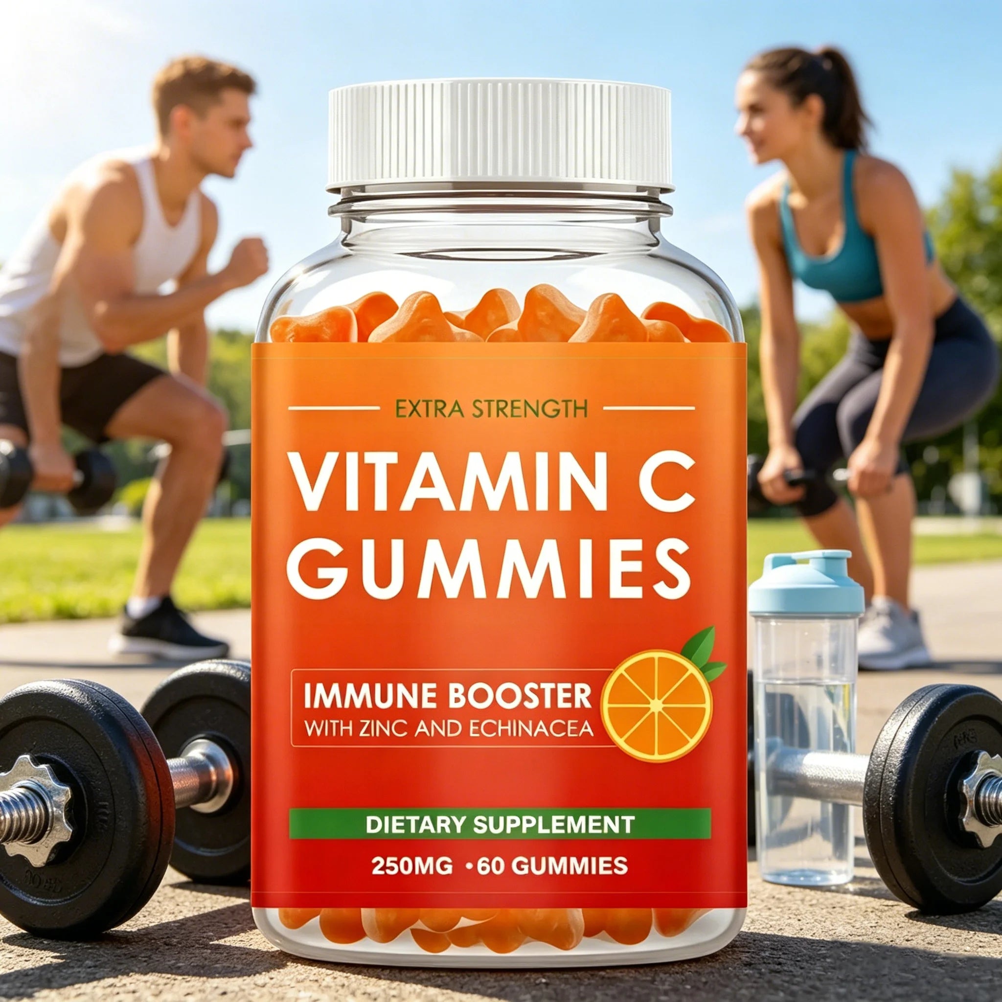 Vitamin C Supplement- Powerful Antioxidant Properties That Support Energy Production, Immunity and Skin Collagen - 60 Gummies