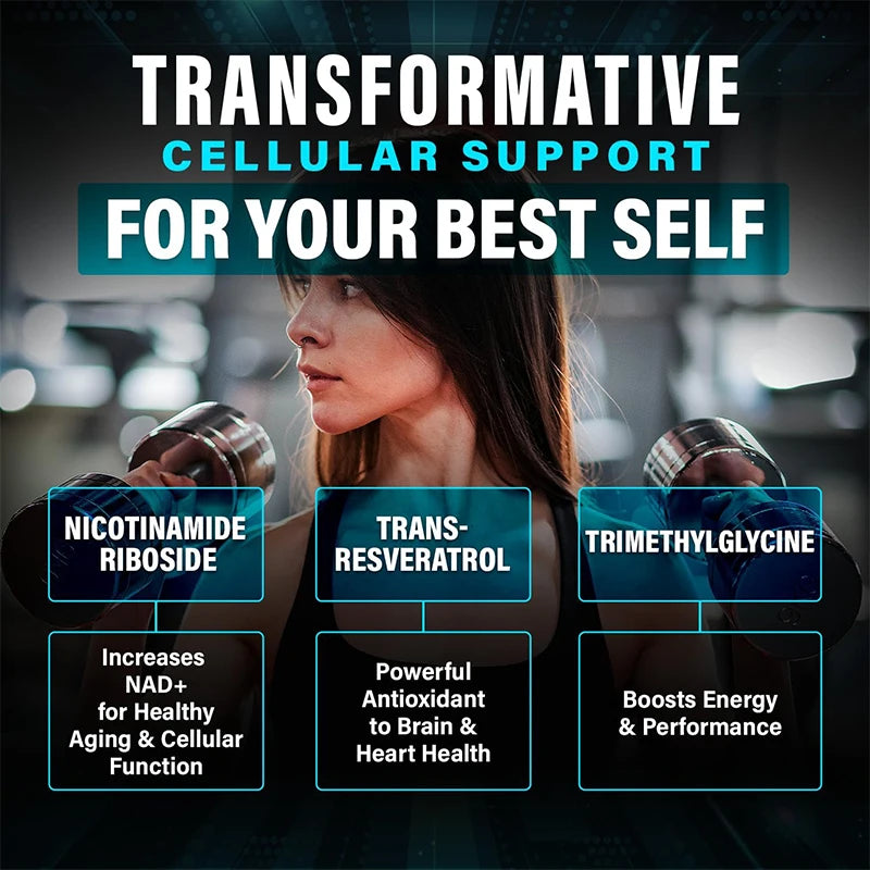 Daily NAD+ Resveratrol Dietary Supplement, with TMG & Vitamin, Support Skin, Heart Health, Immune, Sleep System for Men & Wmen
